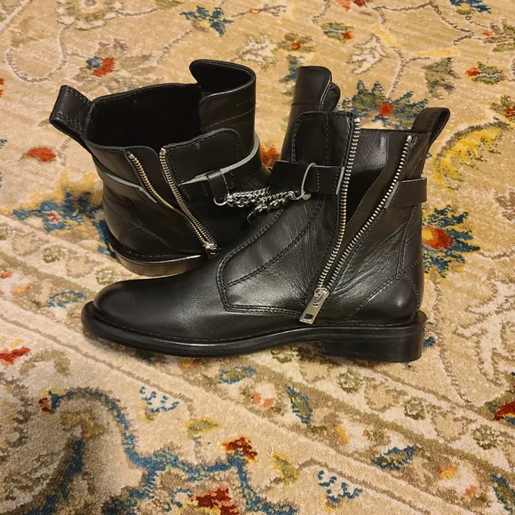 ZADIG AND VOLTAIRE Laureen Chain Embellished Leather Boots